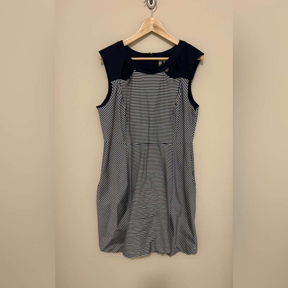Penningtons Navy and White Striped Sleeveless Dress women’s size 1X